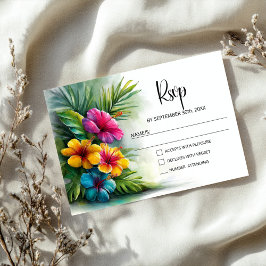 Tropiskt Hibiskusbröllop RSVP OSA Kort