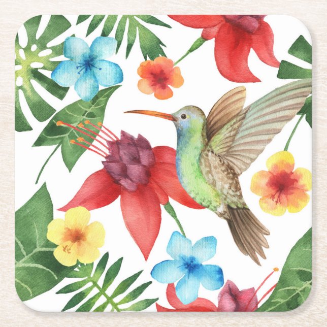 Tropiskt hummingbird 2 underlägg papper kvadrat (Framsidan)