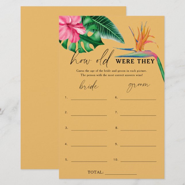 Tropiskt - hur gamla var de i möhippan? (Fram/baksida)