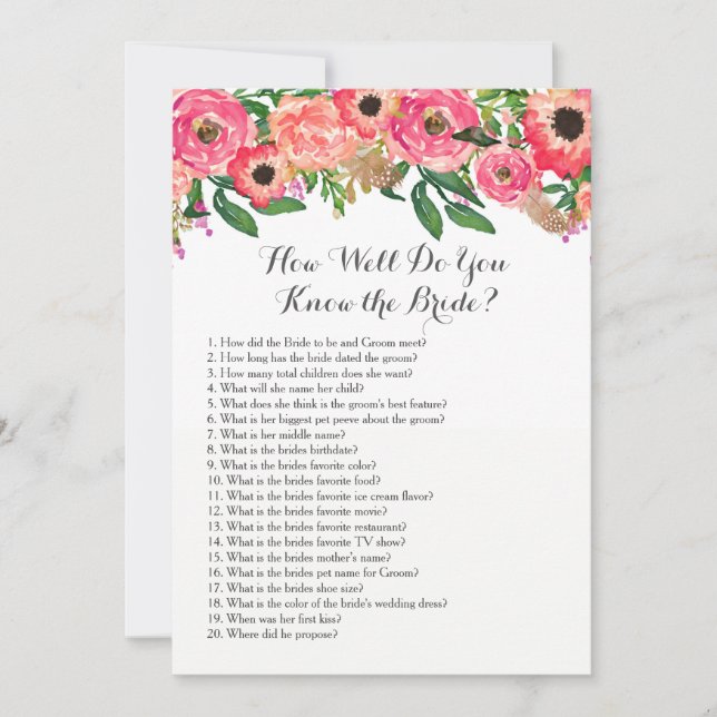 Tropiskt Hur väl känner du bruden? Inbjudningar (Framsida)