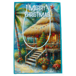 Tropiskt Hut-jul Handflatan Träd Beach Ljus