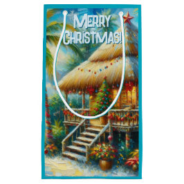 Tropiskt Hut-jul Handflatan Träd Beach Ljus