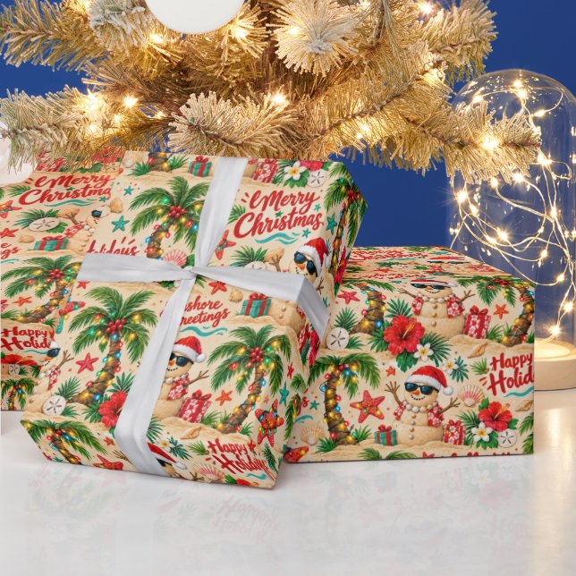 Tropiskt julfirande mönster presentpapper (Helgdagar)