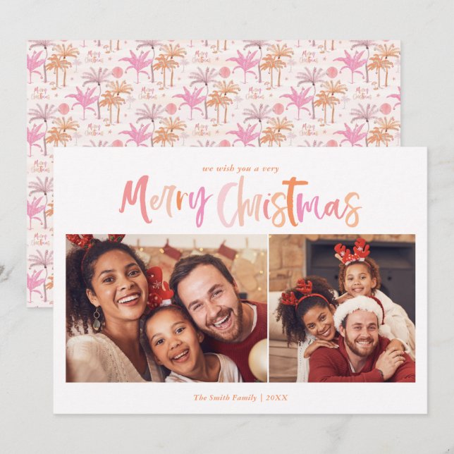 Tropiskt julfoto handflatan Träd Julkort (Fram/baksida)