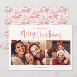 Tropiskt julfoto handflatan Träd Julkort