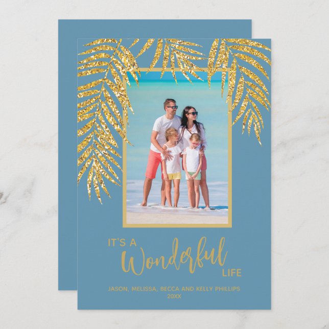 Tropiskt julfoto i Handflatan Julkort (Fram/baksida)