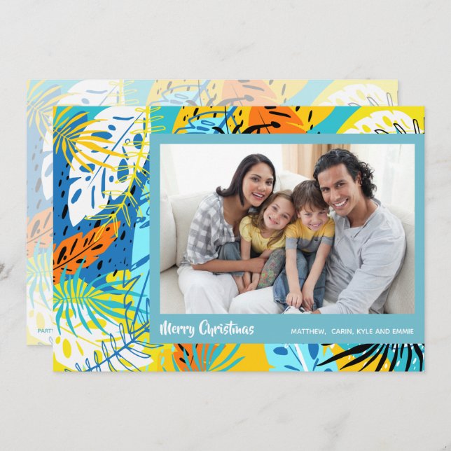 Tropiskt julfoto julkort (Fram/baksida)
