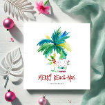 Tropiskt julkort anteckningskort<br><div class="desc">De här bijullekorten har ett öinspirerat exotiskt handflatan träd och söt helgdag Santa. "Merry Beach-mas" i ord är försedd med handskrivna bokstäver. Använda mallen fält för att lägga till personligen hälsning. Ett lysande val att skicka till vänner och familj den här julhelgen. Om du är tittar för fler tropisk julkortsdesign...</div>