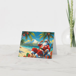 Tropiskt julkort för Santa Beach Helgkort