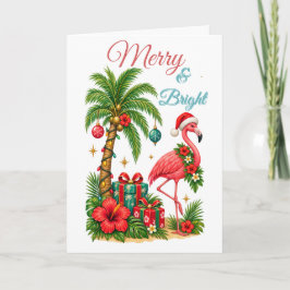 Tropiskt julkort med flamingo kort