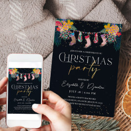 Tropiskt julljulljulljupkort i Glitter Guld Inbjudningar