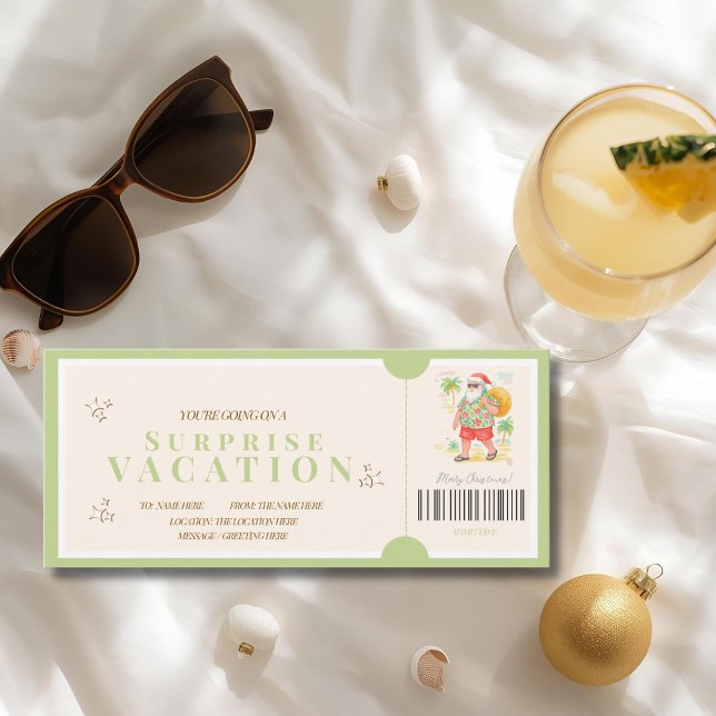 Tropiskt julöverraskningsresecertifikat kort (Tropical Christmas Surprise Trip Voucher Card)