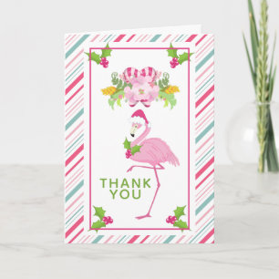 Tropiskt jultack för rosa Flamingo Kort
