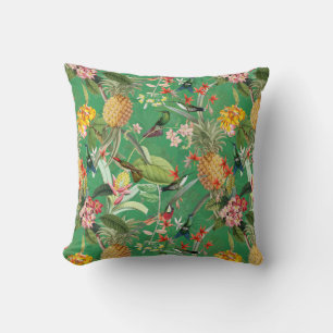 Tropiskt jungel med Hummingbird och Flowers Thro Kudde