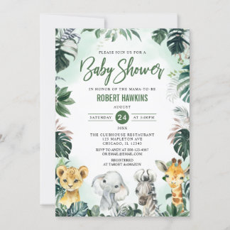 Tropiskt jungle Animal Safari Boy Shower Inbjudningar