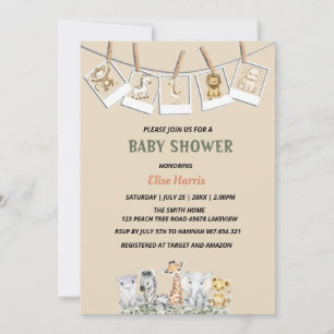 Tropiskt jungle Animals Boy Shower Inbjudningar