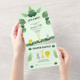 Tropiskt jungle Baby Shower Inbjudan