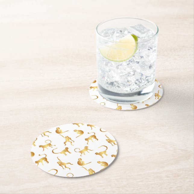 Tropiskt Jungle i guld Vild Underlägg Papper Rund (Insitu)