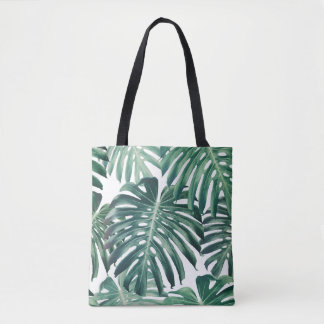 Tropiskt Jungle Löv Blommigt-bakgrund Tygkasse