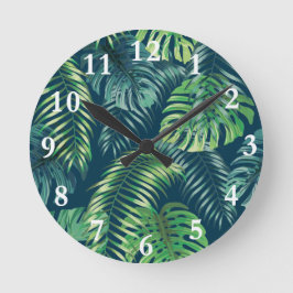 Tropiskt jungle Löv Botaniskt designklocka Rund Klocka