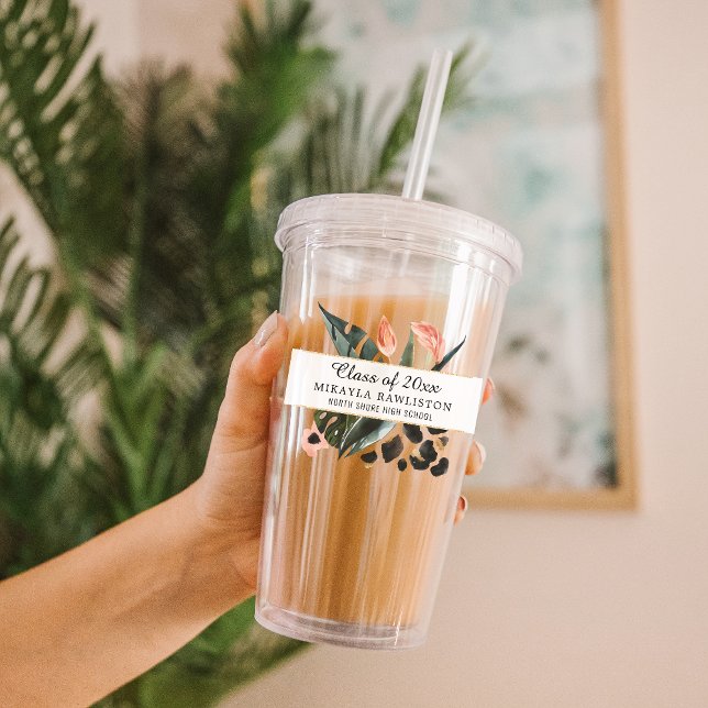 Tropiskt Jungle Rosa Blommigt Studenten Take Away Mugg (Skapare uppladdad)