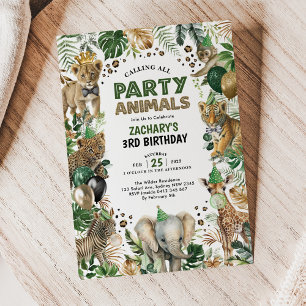 Tropiskt jungle Vild Party Animals Födelsedagsfest Inbjudningar