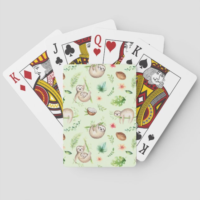 Tropiskt kokosnöt Sloth Mönster Casinokort (Baksidan)
