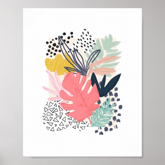 Tropiskt kollage Colorful Artwork Poster (Framsidan)