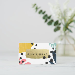Tropiskt kollage & Guld Metallic look Visitkort