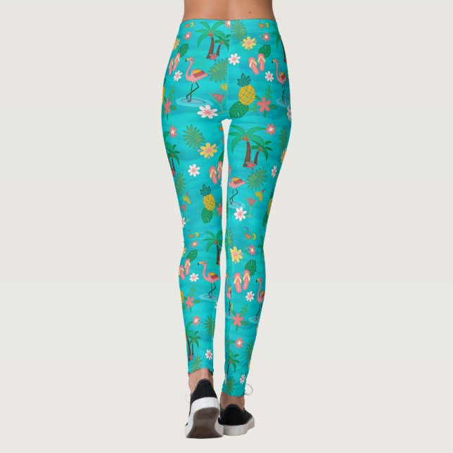 Tropiskt kollage 🍍 🌴 🦩 leggings (Baksida)