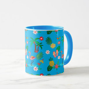 Tropiskt kollage 🍍 🌴 🦩 mugg