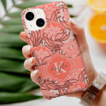 Tropiskt korallBlommönster med Monogram<br><div class="desc">Vibranta korallskuggor i detta feminina tropiska blommönster. Här visas både ett monogram och namn,  och du kan bara redigera exempeltexten med ditt eget monogram och namn.</div>