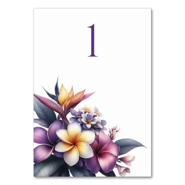 Tropiskt kort för Blommigt-Bröllop Bord (Framsidan)