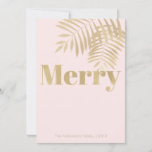 Tropiskt kort för Rosa & Guld God jul