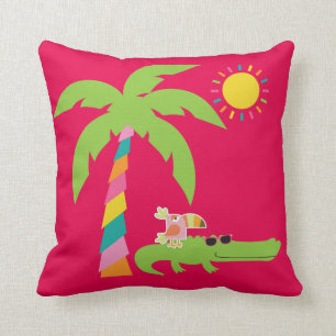 Tropiskt kudde med alligatorn, flamingoen, Toucan
