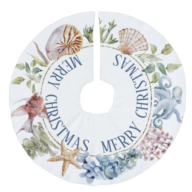 Tropiskt kuststrutsfartyg Theme God jul Faux Julgransmatta Fusklinne (Framsidan)