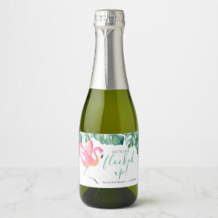 Tropiskt Lämna Rosa Flamingo Sparkling Vin-etikett