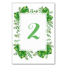 Tropiskt lämna vattenfärgen bröllop bordsnummer