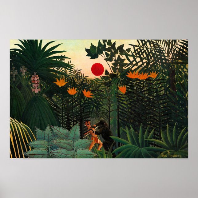 Tropiskt liggande av Henri Rousseau Poster (Framsidan)