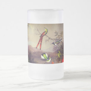 Tropiskt liggande med tio Hummingbird Heade Frostat Ölglas