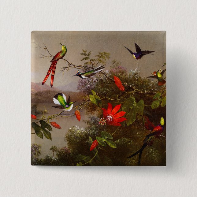 Tropiskt liggande med tio Hummingbird Heade Knapp (Framsida)