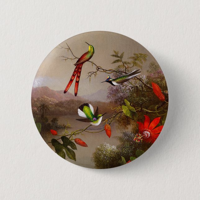 Tropiskt liggande med tio Hummingbird Heade Knapp (Framsida)