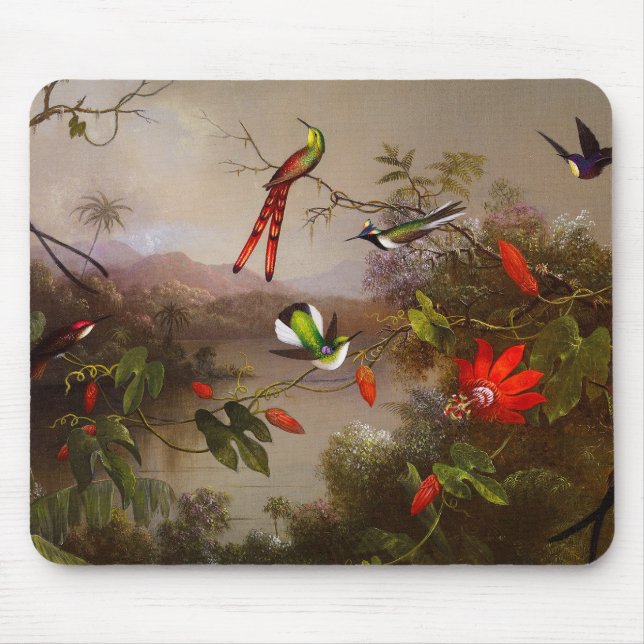 Tropiskt liggande med tio Hummingbird Heade Musmatta (Framsidan)