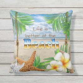 Tropiskt liv är bättre på stranden utomhuskudde