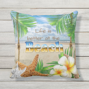 Tropiskt liv är bättre på stranden utomhuskudde