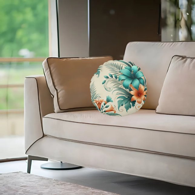 Tropiskt ljus rund kudde (Skapare uppladdad)