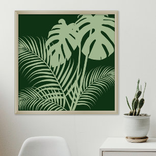 Tropiskt Löv 1 Mörk grönt modern konst-utskrift Poster