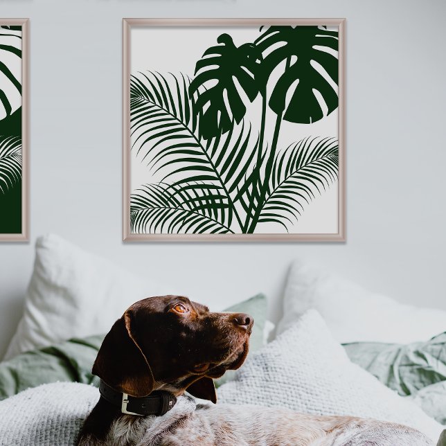 Tropiskt Löv 1 Mörk grönt på vitkonsutskrift Poster (Skapare uppladdad)