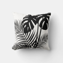 Tropiskt Löv 1 Svartvit Kudde