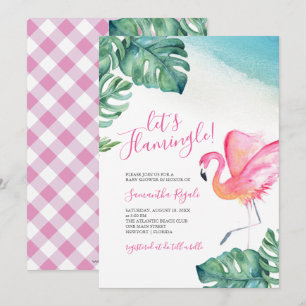 Tropiskt Löv Flamingo Baby Shower Inbjudningar